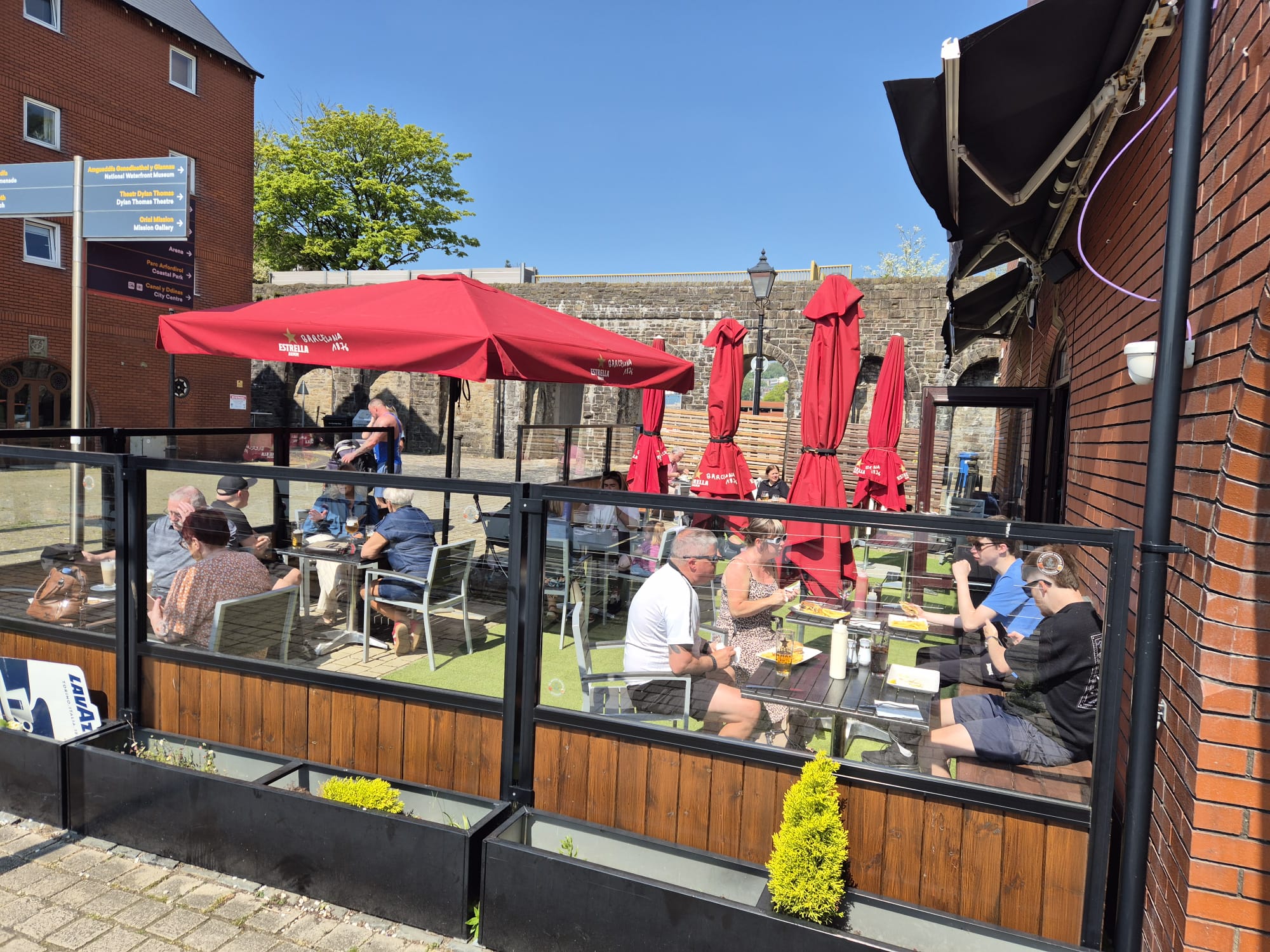The Anchor Swansea Marina - outdoor terrace dining in the sun
