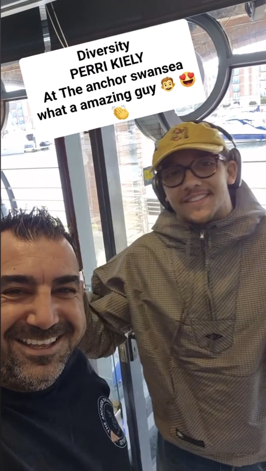 Celebrity visit to The Anchor Swansea - Perri Kiely from Diversity